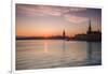 Sweden, Stockholm, Stockholm City Hall and Riddarholmen church, sunset-Walter Bibikow-Framed Photographic Print