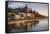 Sweden, Stockholm, view towards Sodermalm neighborhood, sunset-Walter Bibikow-Framed Stretched Canvas