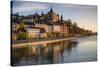 Sweden, Stockholm, view towards Sodermalm neighborhood, sunset-Walter Bibikow-Stretched Canvas