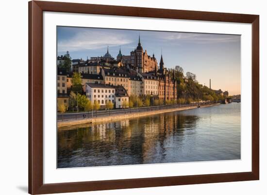 Sweden, Stockholm, view towards Sodermalm neighborhood, sunset-Walter Bibikow-Framed Photographic Print