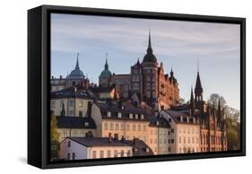 Sweden, Stockholm, view towards Sodermalm neighborhood, sunset-Walter Bibikow-Framed Stretched Canvas