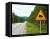 Sweden, Street Sign 'Game Pass by Bears' in Lofsdalen-K. Schlierbach-Framed Stretched Canvas