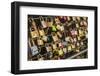 Sweden, Vastmanland, Vasteras, love locks on the Apotekarbron bridge, Old Town-Walter Bibikow-Framed Photographic Print