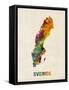 Sweden Watercolor Map-Michael Tompsett-Framed Stretched Canvas