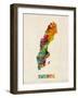 Sweden Watercolor Map-Michael Tompsett-Framed Art Print