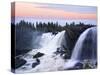 Sweden, Waterfall Ristafallet at Jarpen, Sky-K. Schlierbach-Stretched Canvas