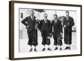 Swedish Cross-Country Ski Team, Winter Olympic Games, Garmisch-Partenkirchen, Germany, 1936-null-Framed Giclee Print