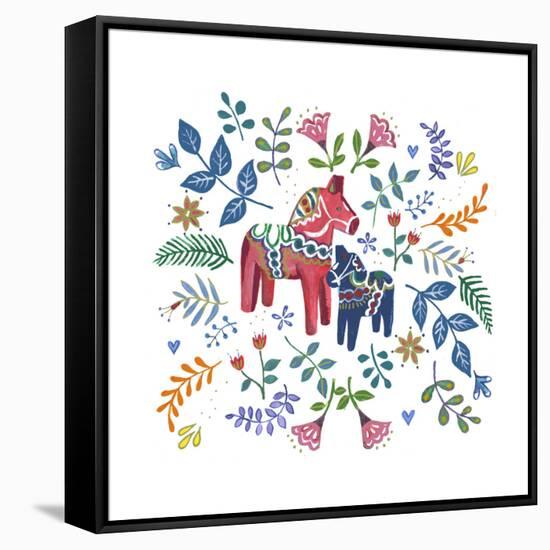 Swedish Dala Horse-Elizabeth Rider-Framed Stretched Canvas