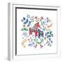 Swedish Dala Horse-Elizabeth Rider-Framed Giclee Print