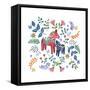 Swedish Dala Horse-Elizabeth Rider-Framed Stretched Canvas