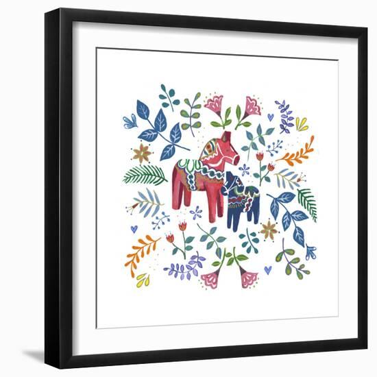 Swedish Dala Horse-Elizabeth Rider-Framed Premium Giclee Print