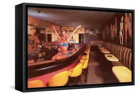 Swedish Girl in Bathing Suit on Bar, Retro-null-Framed Stretched Canvas