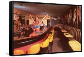 Swedish Girl in Bathing Suit on Bar, Retro-null-Framed Stretched Canvas