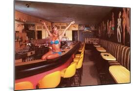 Swedish Girl in Bathing Suit on Bar, Retro-null-Mounted Art Print