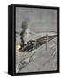 Swedish Train in Snow-null-Framed Stretched Canvas