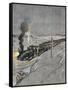 Swedish Train in Snow-null-Framed Stretched Canvas