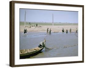 Sweep Net Fishing for Sturgeon at "Tanya" in Volga River Delta Nr. Astrakhan, Russia-Carl Mydans-Framed Photographic Print