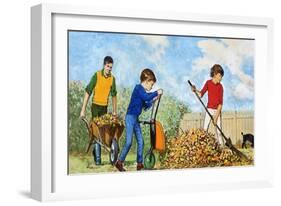 Sweeping Up Autumn Leaves-Clive Uptton-Framed Giclee Print