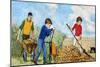 Sweeping Up Autumn Leaves-Clive Uptton-Mounted Giclee Print