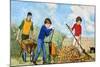 Sweeping Up Autumn Leaves-Clive Uptton-Mounted Giclee Print