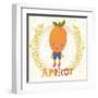 Sweet Apricot in Funny Cartoon Style. Healthy Concept Card in Vector. Stunning Tasty Background in-smilewithjul-Framed Art Print