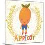 Sweet Apricot in Funny Cartoon Style. Healthy Concept Card in Vector. Stunning Tasty Background in-smilewithjul-Mounted Art Print