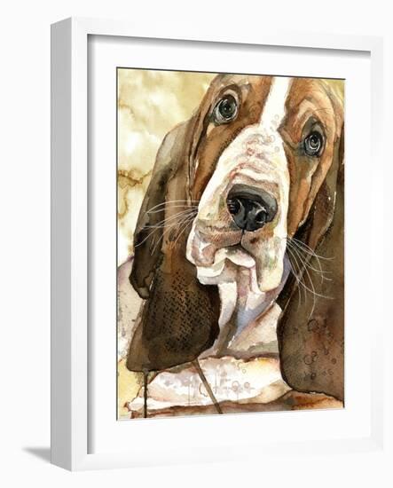 Sweet Basset Hound-Jin Jing-Framed Art Print