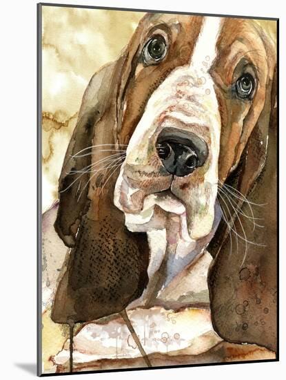 Sweet Basset Hound-Jin Jing-Mounted Art Print