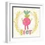 Sweet Beet in Funny Cartoon Style. Healthy Concept Card in Vector. Stunning Tasty Background in Bri-smilewithjul-Framed Art Print