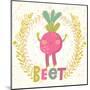 Sweet Beet in Funny Cartoon Style. Healthy Concept Card in Vector. Stunning Tasty Background in Bri-smilewithjul-Mounted Art Print