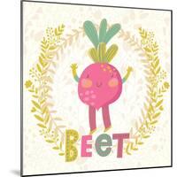 Sweet Beet in Funny Cartoon Style. Healthy Concept Card in Vector. Stunning Tasty Background in Bri-smilewithjul-Mounted Art Print