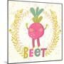 Sweet Beet in Funny Cartoon Style. Healthy Concept Card in Vector. Stunning Tasty Background in Bri-smilewithjul-Mounted Art Print