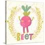 Sweet Beet in Funny Cartoon Style. Healthy Concept Card in Vector. Stunning Tasty Background in Bri-smilewithjul-Stretched Canvas