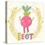 Sweet Beet in Funny Cartoon Style. Healthy Concept Card in Vector. Stunning Tasty Background in Bri-smilewithjul-Stretched Canvas