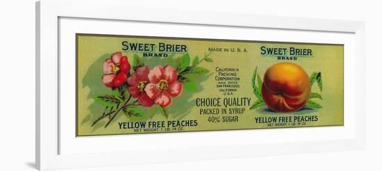 Sweet Brier Peach Label - San Francisco, CA-Lantern Press-Framed Art Print