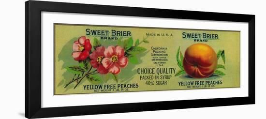 Sweet Brier Peach Label - San Francisco, CA-Lantern Press-Framed Art Print