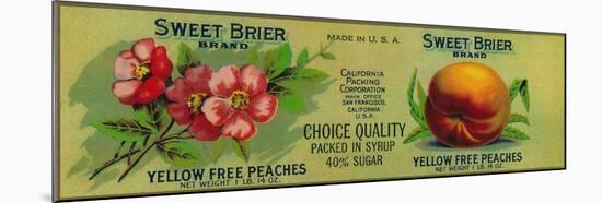 Sweet Brier Peach Label - San Francisco, CA-Lantern Press-Mounted Art Print