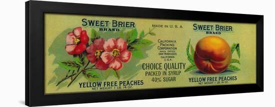 Sweet Brier Peach Label - San Francisco, CA-Lantern Press-Framed Art Print