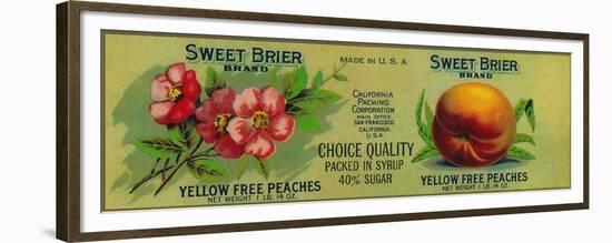 Sweet Brier Peach Label - San Francisco, CA-Lantern Press-Framed Premium Giclee Print