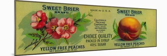 Sweet Brier Peach Label - San Francisco, CA-Lantern Press-Mounted Premium Giclee Print