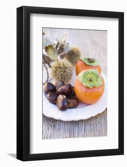 Sweet Chestnuts and Persimmons on Plate-Eising Studio - Food Photo and Video-Framed Photographic Print