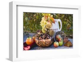 Sweet Chestnuts, Grapes, Persimmons, Apples and Autumn Leaves-Eising Studio - Food Photo and Video-Framed Photographic Print