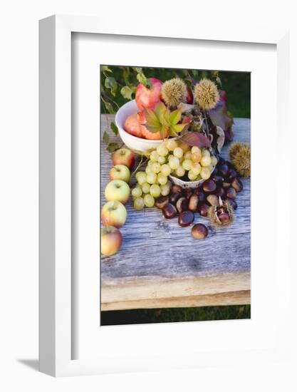 Sweet Chestnuts, Pomegranates, Grapes, Apples and Autumn Leaves-Eising Studio - Food Photo and Video-Framed Photographic Print