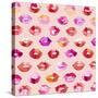 Sweet Love Kisses Pink Lips-Ninola Designs-Stretched Canvas