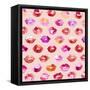 Sweet Love Kisses Pink Lips-Ninola Designs-Framed Stretched Canvas