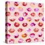 Sweet Love Kisses Pink Lips-Ninola Designs-Stretched Canvas