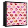 Sweet Love Kisses Pink Lips-Ninola Designs-Framed Stretched Canvas