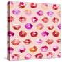 Sweet Love Kisses Pink Lips-Ninola Designs-Stretched Canvas