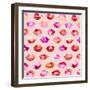 Sweet Love Kisses Pink Lips-Ninola Designs-Framed Art Print