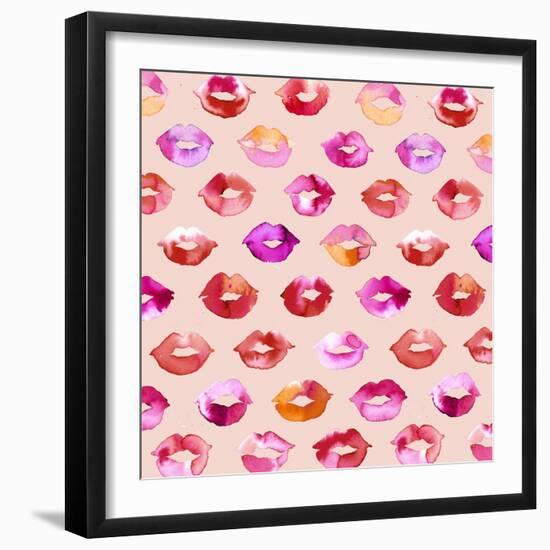 Sweet Love Kisses Pink Lips-Ninola Designs-Framed Art Print